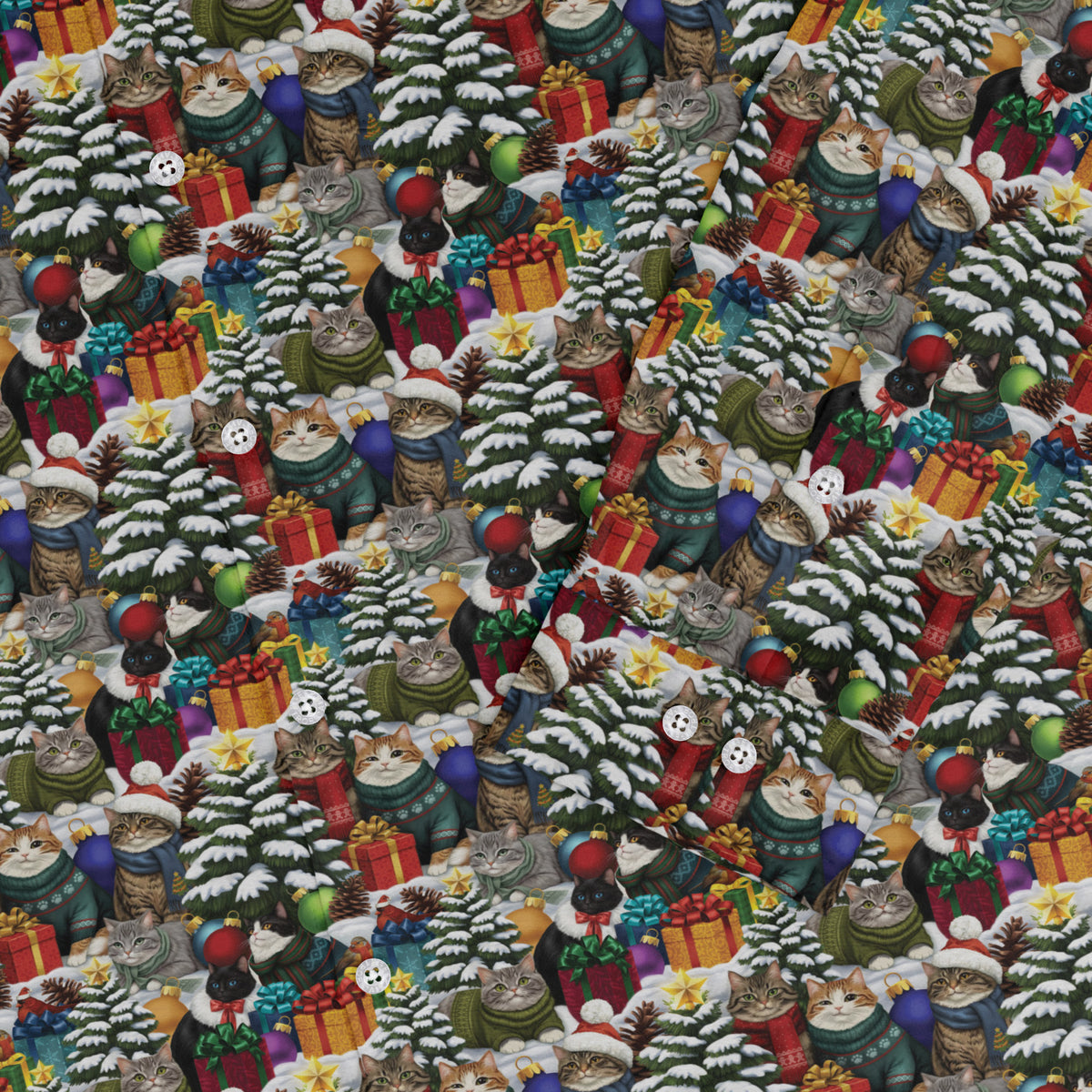 Christmas Sweater Cats Long Sleeve Button Up Shirt sleeve close