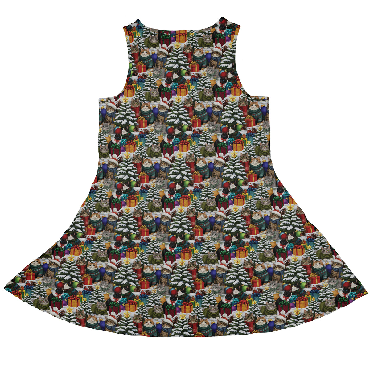 Christmas Sweater Cats Sleeveless Dress back