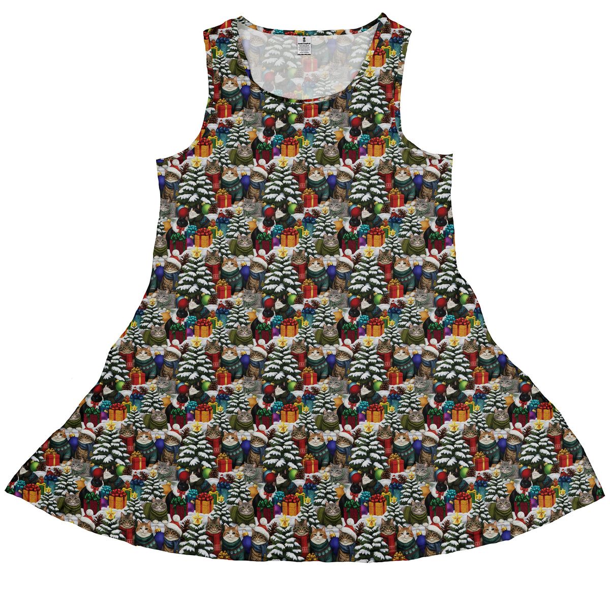 Christmas Sweater Cats Sleeveless Dress front