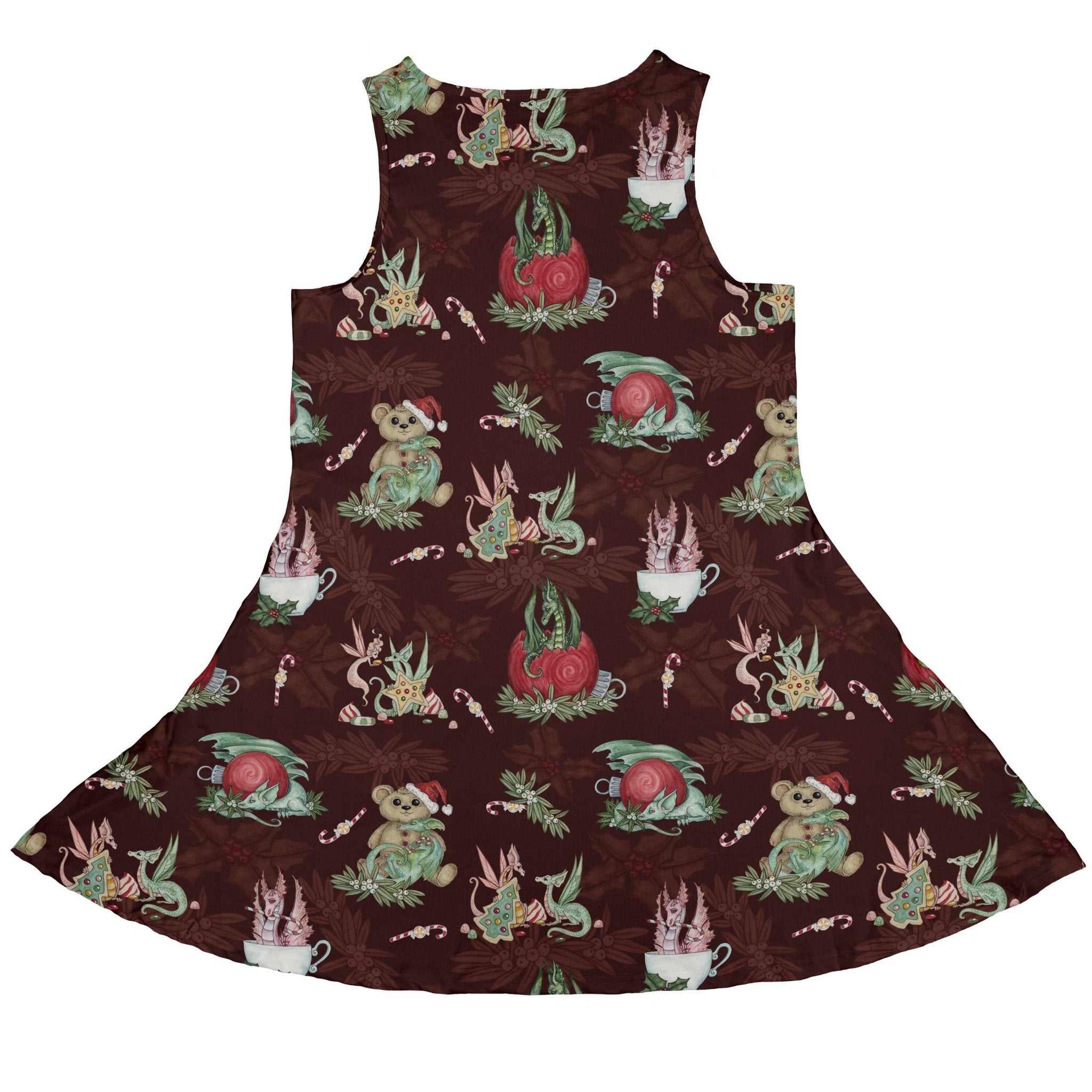 Christmas Time with Dragons Dress Geek Nerd Christmas Print Design by Amy Brown Fantasy Prints