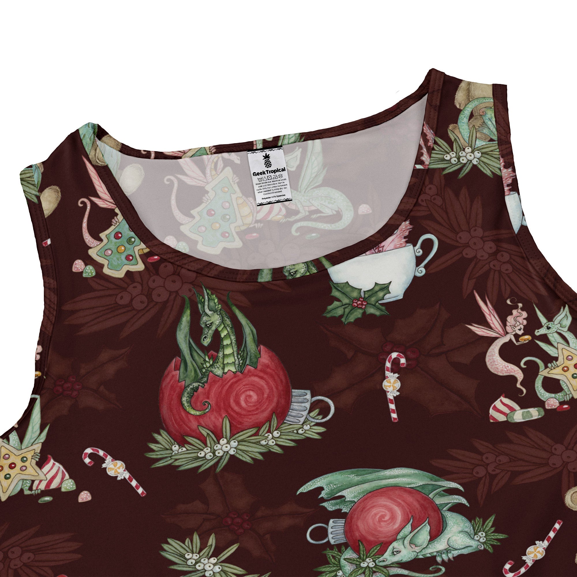 Christmas Time with Dragons Dress Geek Nerd Christmas Print Design by Amy Brown Fantasy Prints