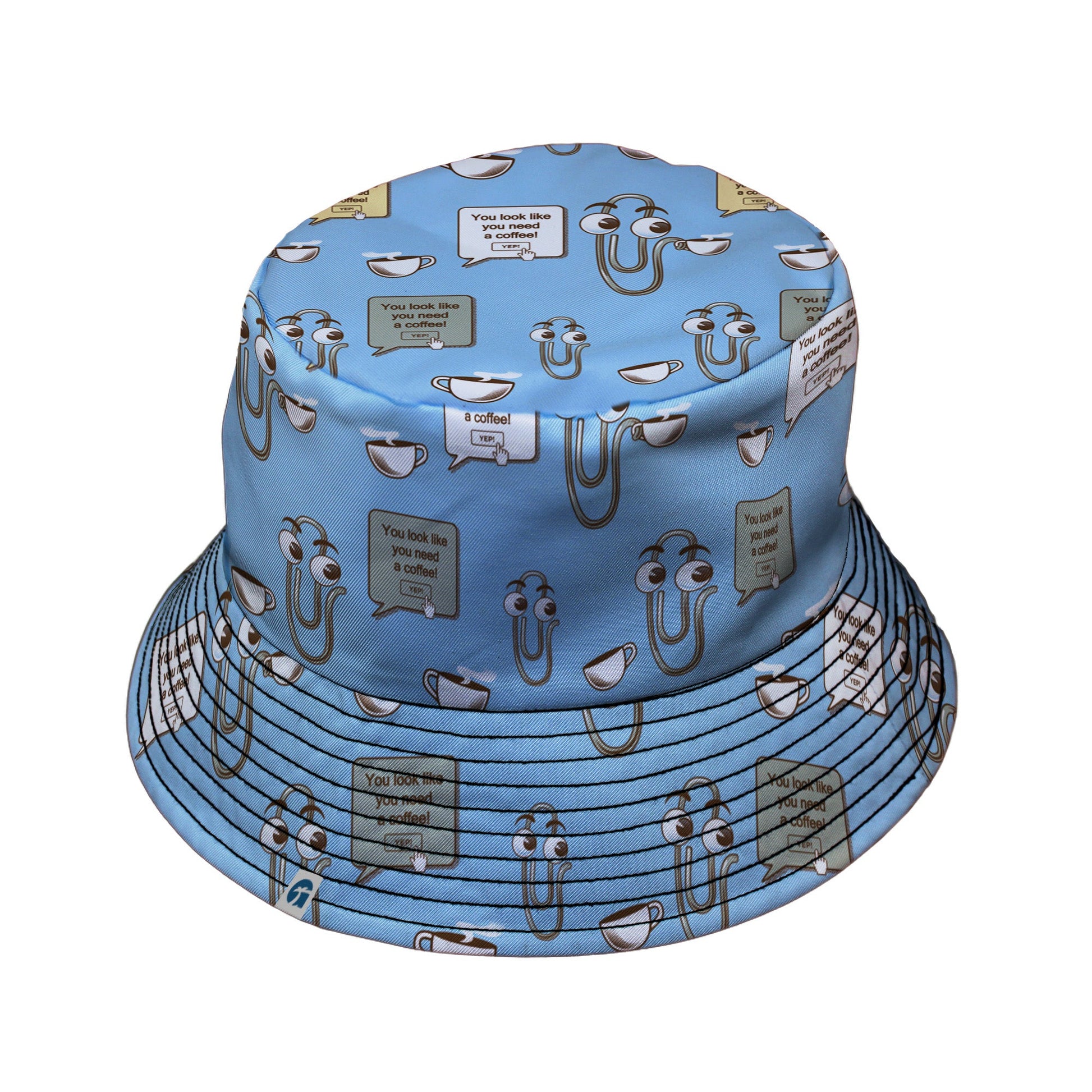 Clippy Coffee Bucket Hat Geek Nerd 0925 computer print Design by Tobe Fonseca