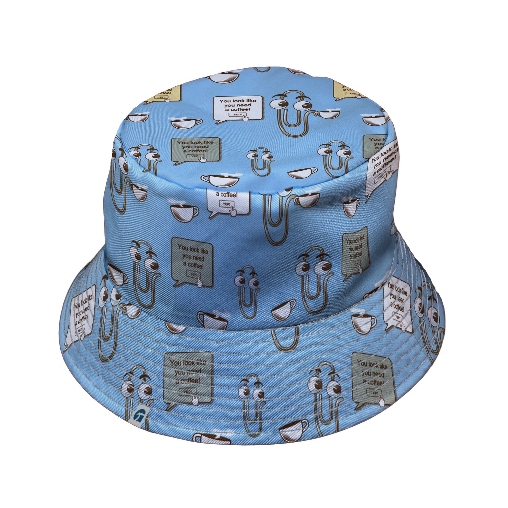 Clippy Coffee Bucket Hat Geek Nerd 0925 computer print Design by Tobe Fonseca