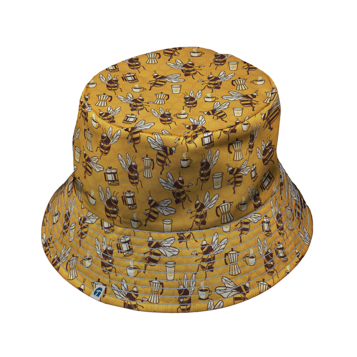 Coffee Worker Bee Bucket Hat Gray Stitching