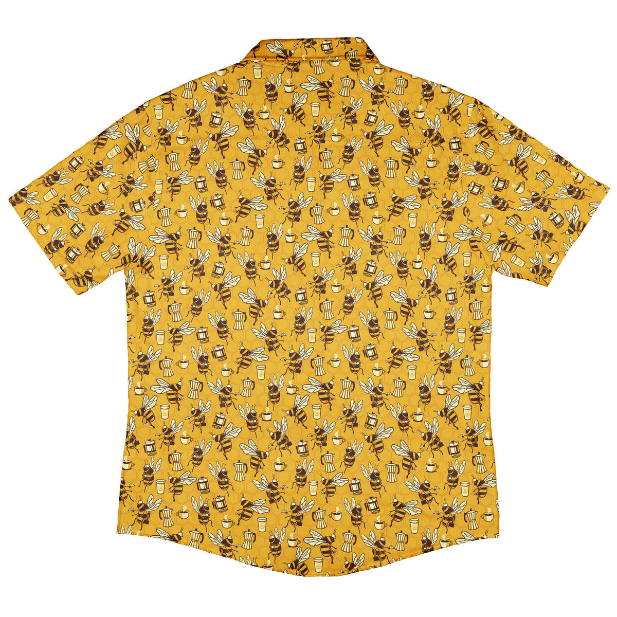 Coffee Worker Bee Button Up Shirt Back