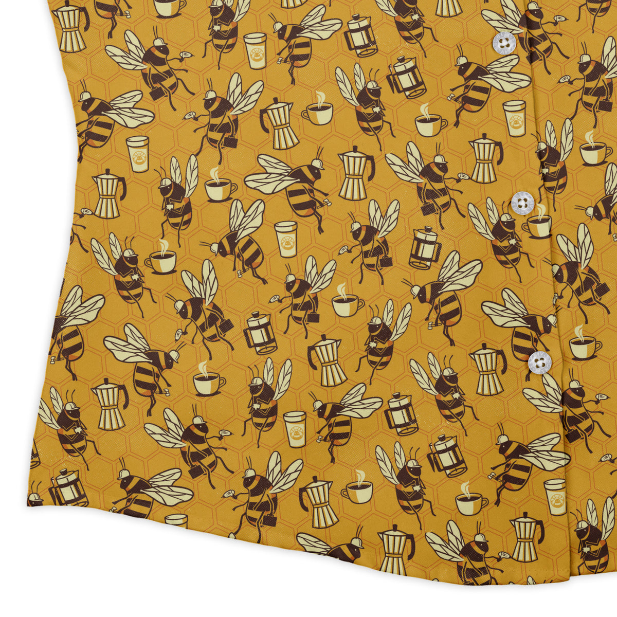 Coffee Worker Bee Curvy Button Up Shirt womens corner