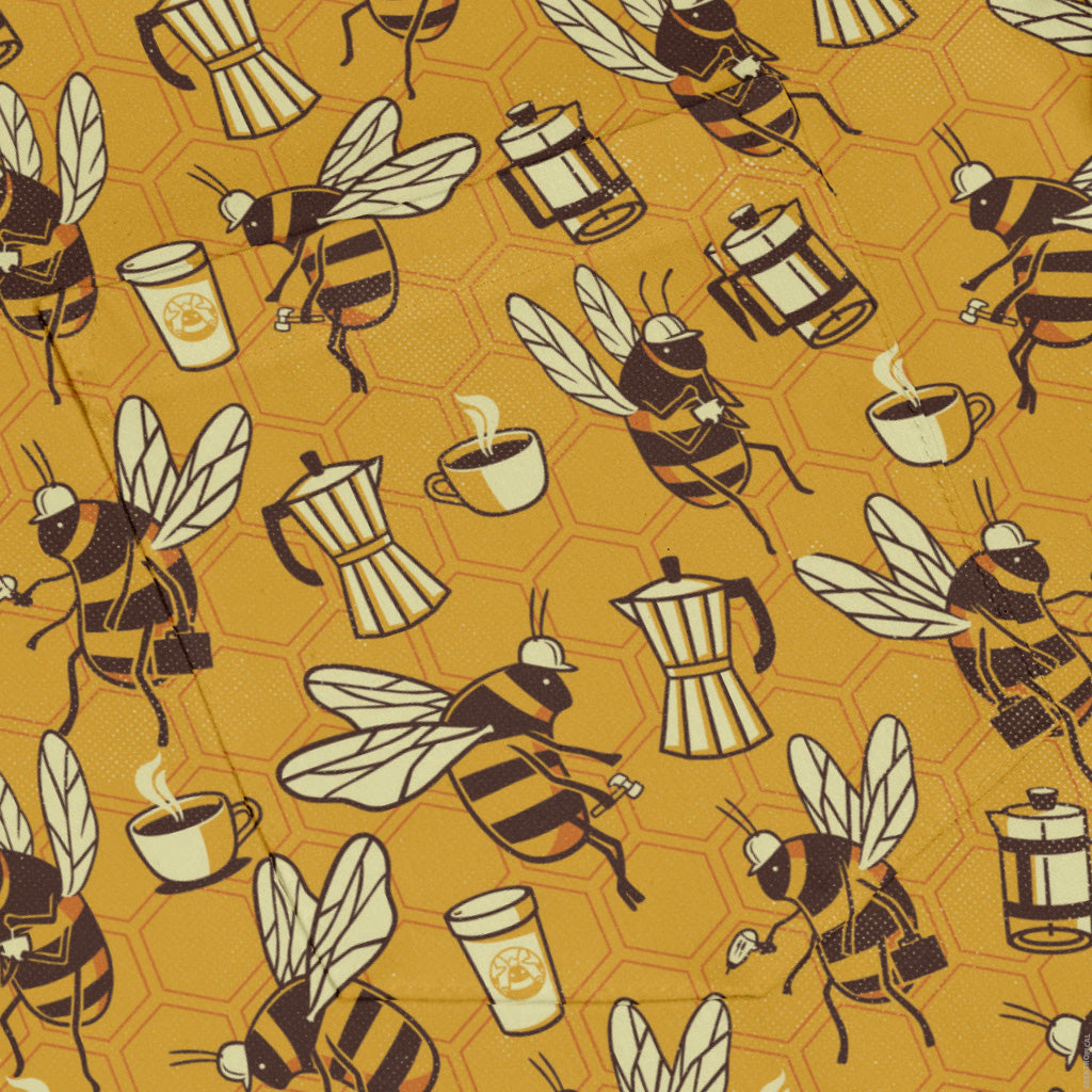 Coffee Worker Bee Long Sleeve Button Up Shirt pocket