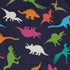 Colorful Dinosaur Silhouettes Navy Long Sleeve Button Up Shirt Geek Nerd adult sizing dinosaur print FLOW DESC WRITING