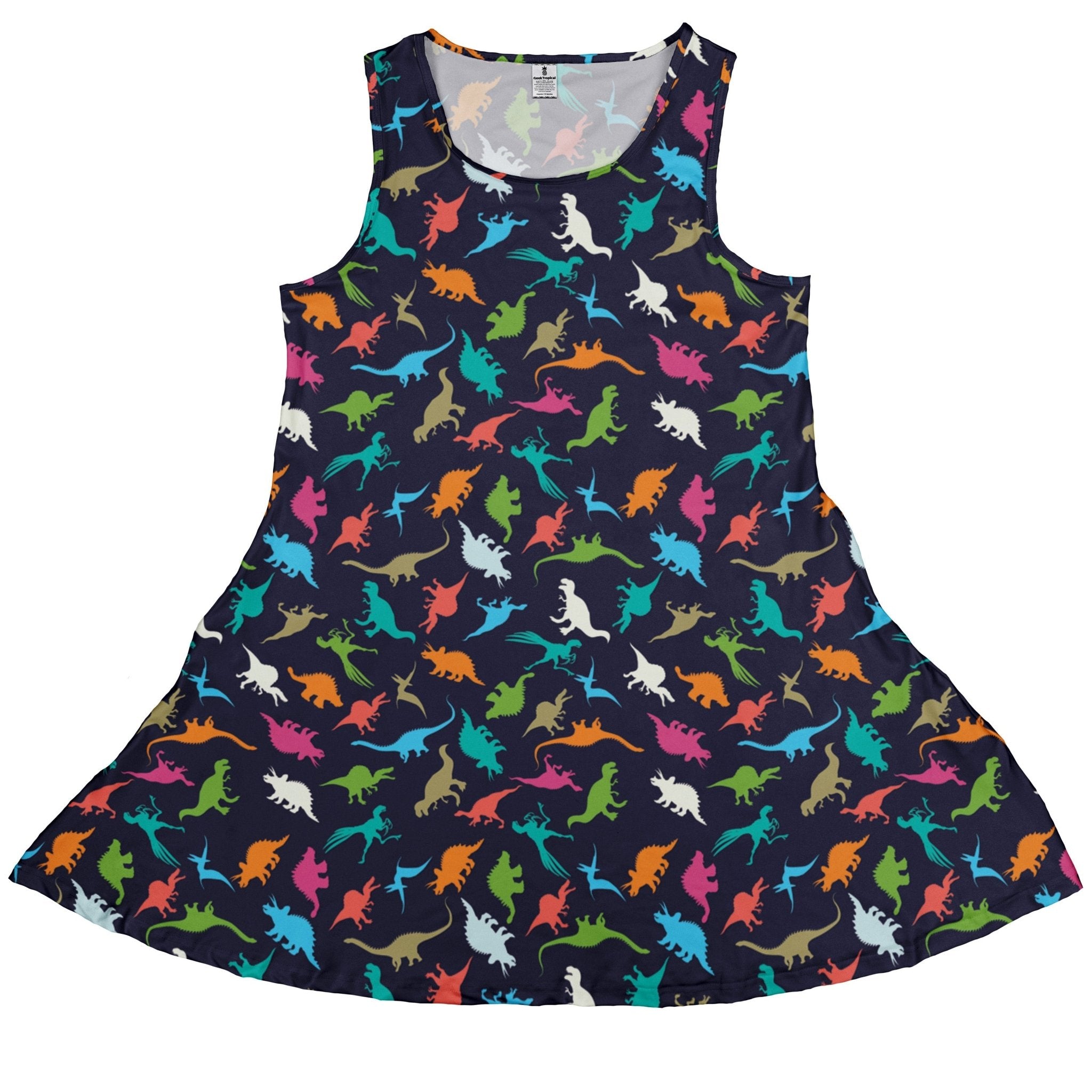 Colorful Dinosaur Silhouettes Navy Dress Geek Nerd dinosaur print lx - C Simple Patterns