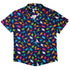 Colorful Dinosaur Silhouettes Navy Button Up Shirt - adult sizing - dinosaur print - Simple Patterns