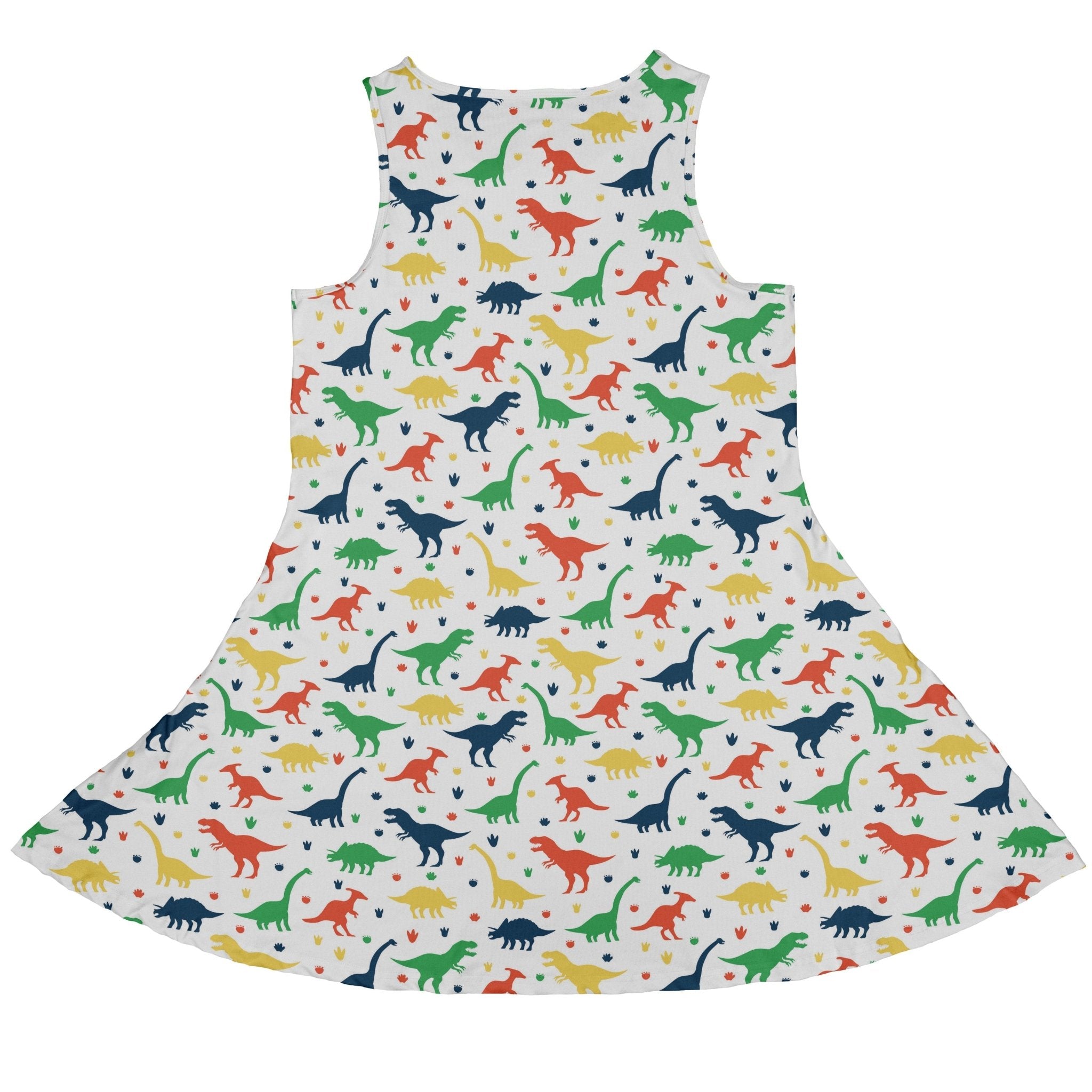 Colorful Dinosaur Silhouettes White Dress Geek Nerd dinosaur print lx - C