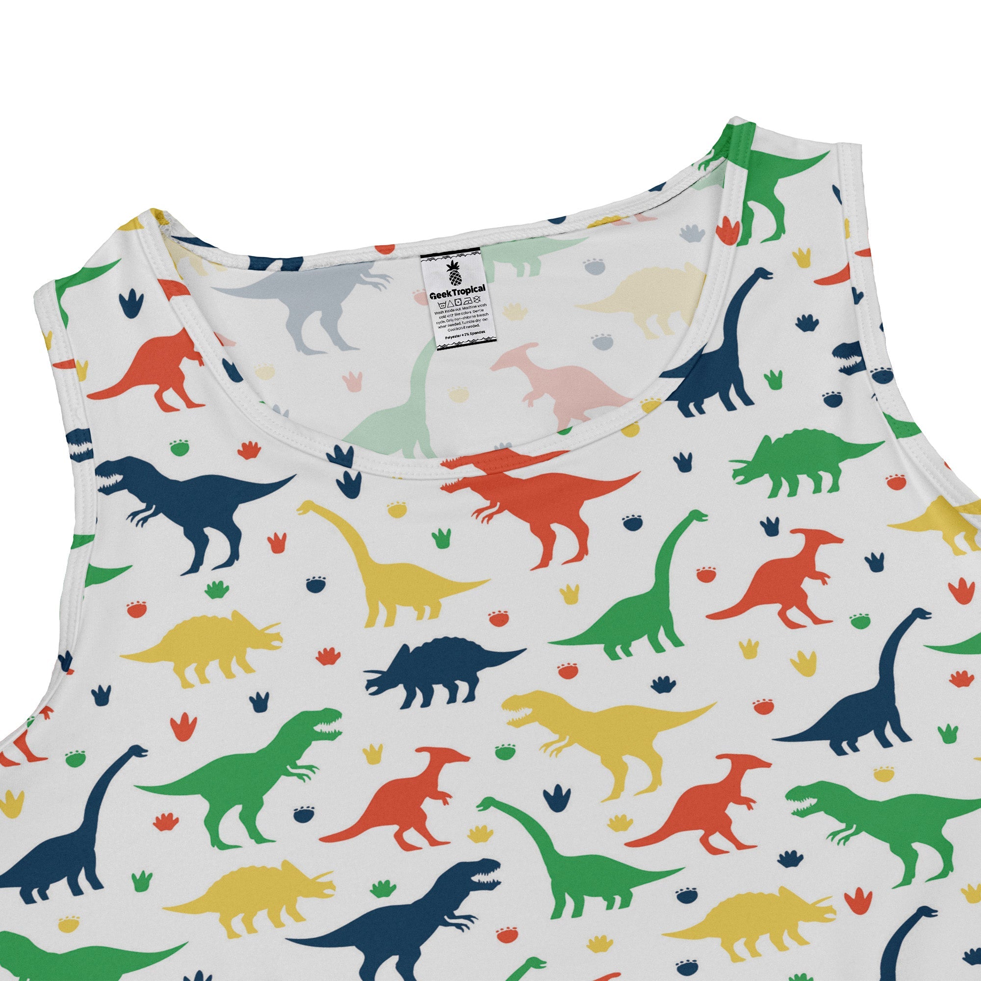 Colorful Dinosaur Silhouettes White Dress Geek Nerd dinosaur print lx - C