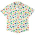 Clearance Ready - to - Ship Colorful Dinosaur Silhouettes White Button Up Shirt Geek Nerd adult sizing Clearance dinosaur print