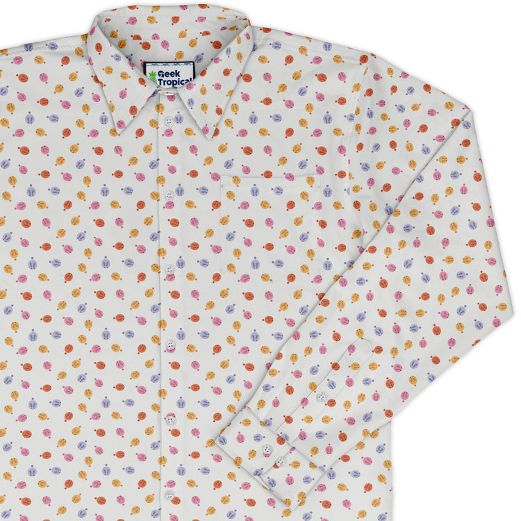 Colorful Wagashi Rabbits Long Sleeve Button Up Shirt Geek Nerd Animal Patterns Anime Design by Ardi Tong