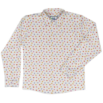 Colorful Wagashi Rabbits Long Sleeve Button Up Shirt Geek Nerd Animal Patterns Anime Design by Ardi Tong