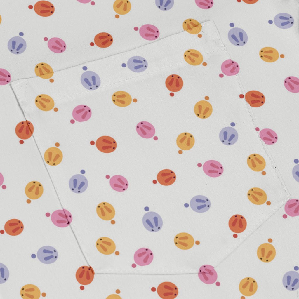 Colorful Wagashi Rabbits Long Sleeve Button Up Shirt Geek Nerd Animal Patterns Anime Design by Ardi Tong