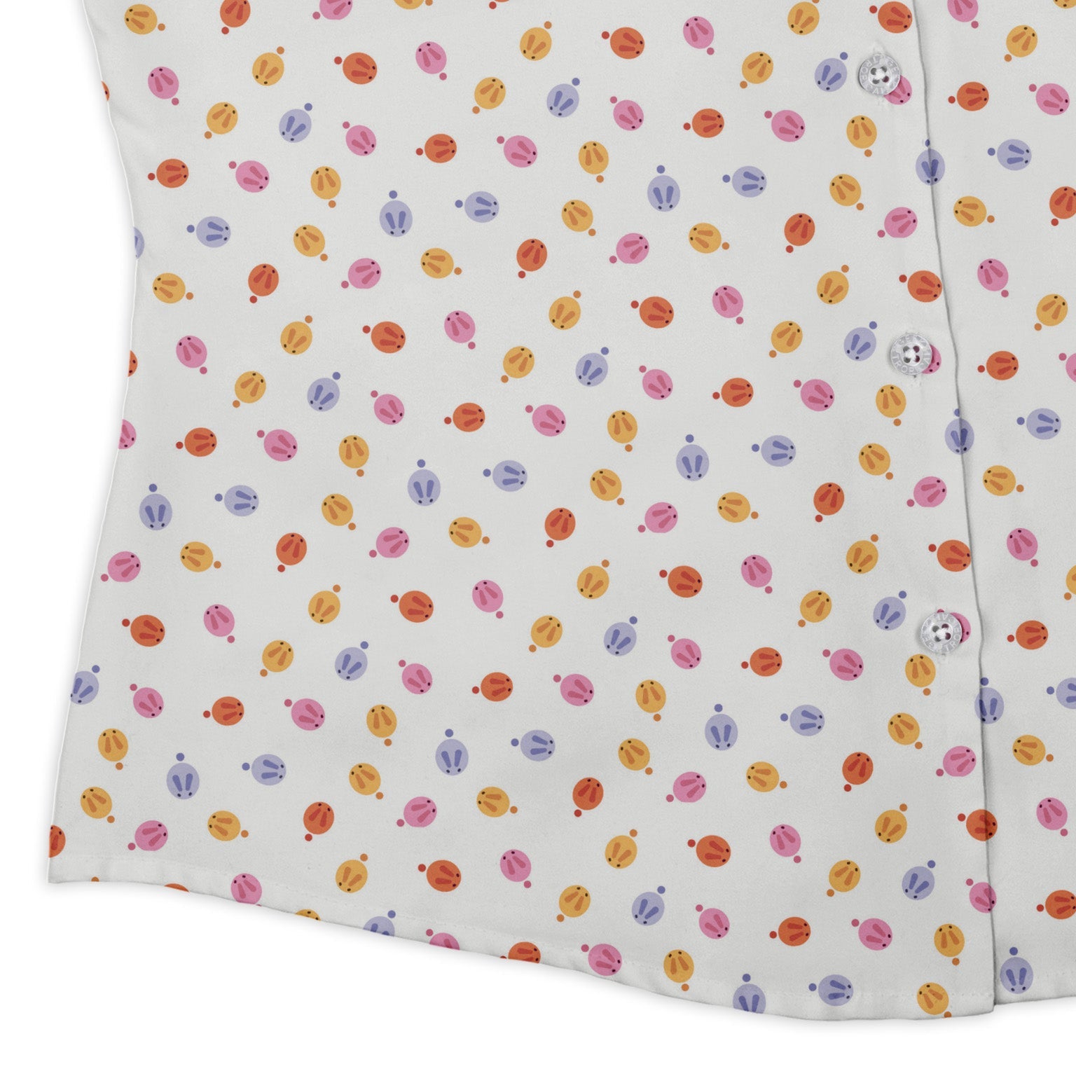 Colorful Wagashi Rabbits Curvy Button Up Shirt Geek Nerd Animal Patterns Anime Design by Ardi Tong
