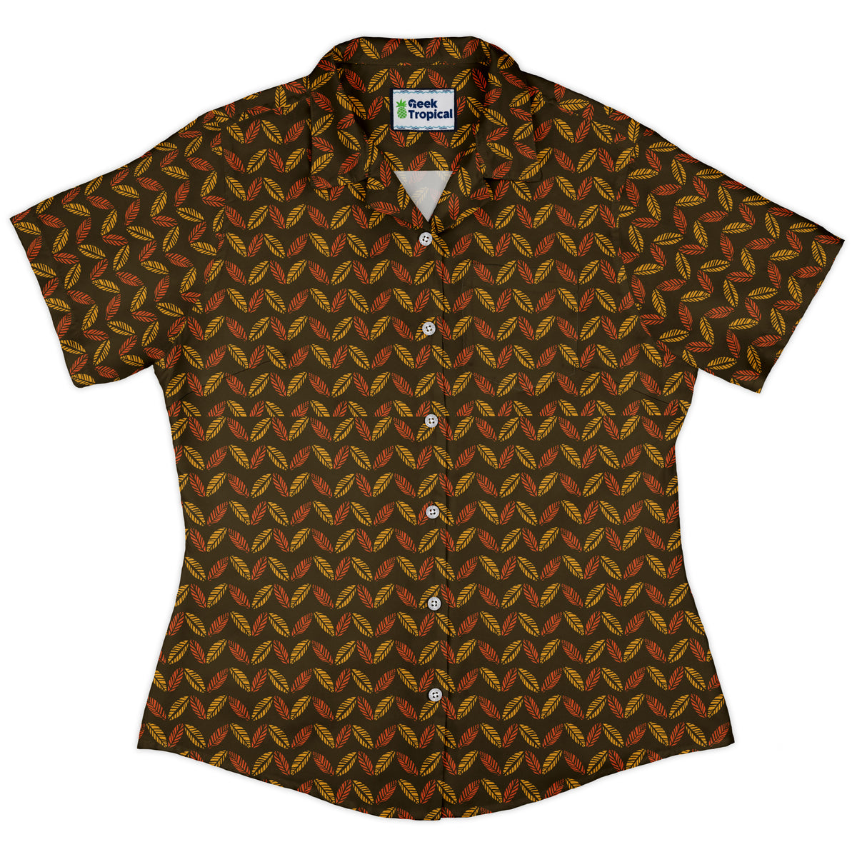 Colors of Autumn Curvy Button Up Shirt womens front