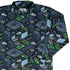 Computer Electronic Parts Dark Navy Long Sleeve Button Up Shirt Geek Nerd adult sizing computer print FLOW DESC WRITING