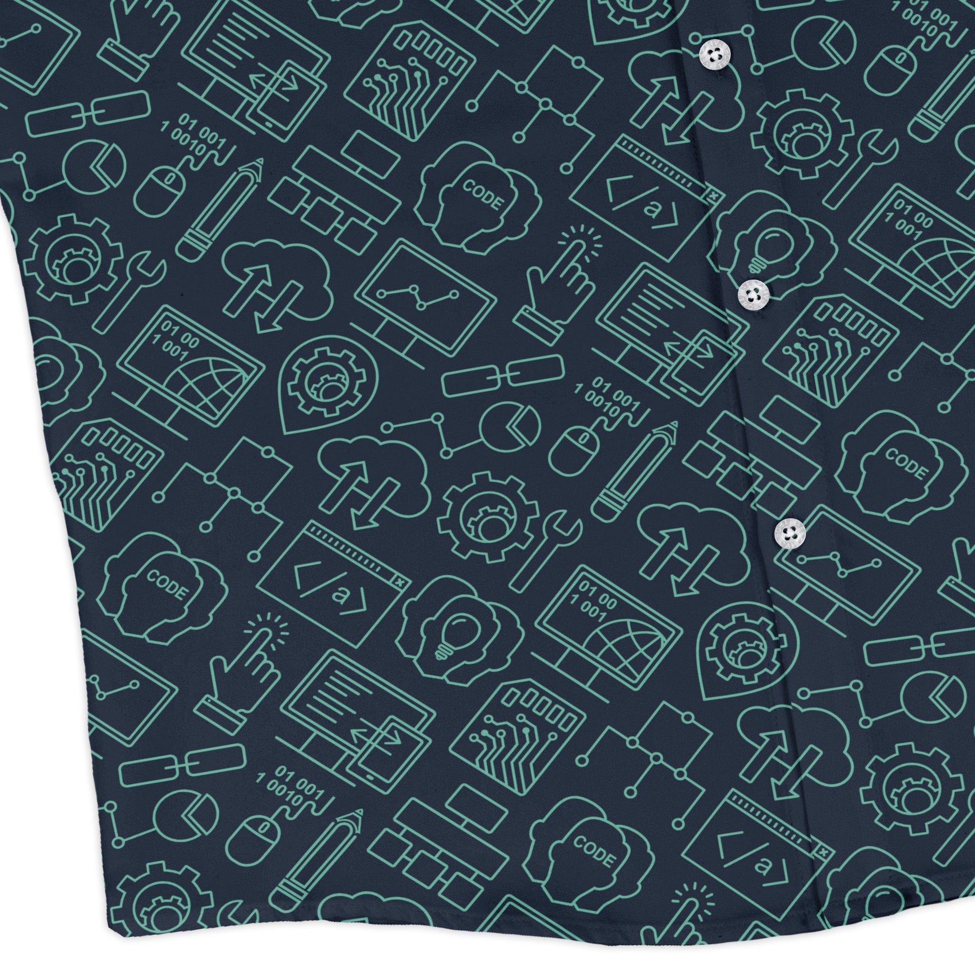Computer Internet Technology Long Sleeve Button Up Shirt Geek Nerd adult sizing computer print FLOW DESC WRITING