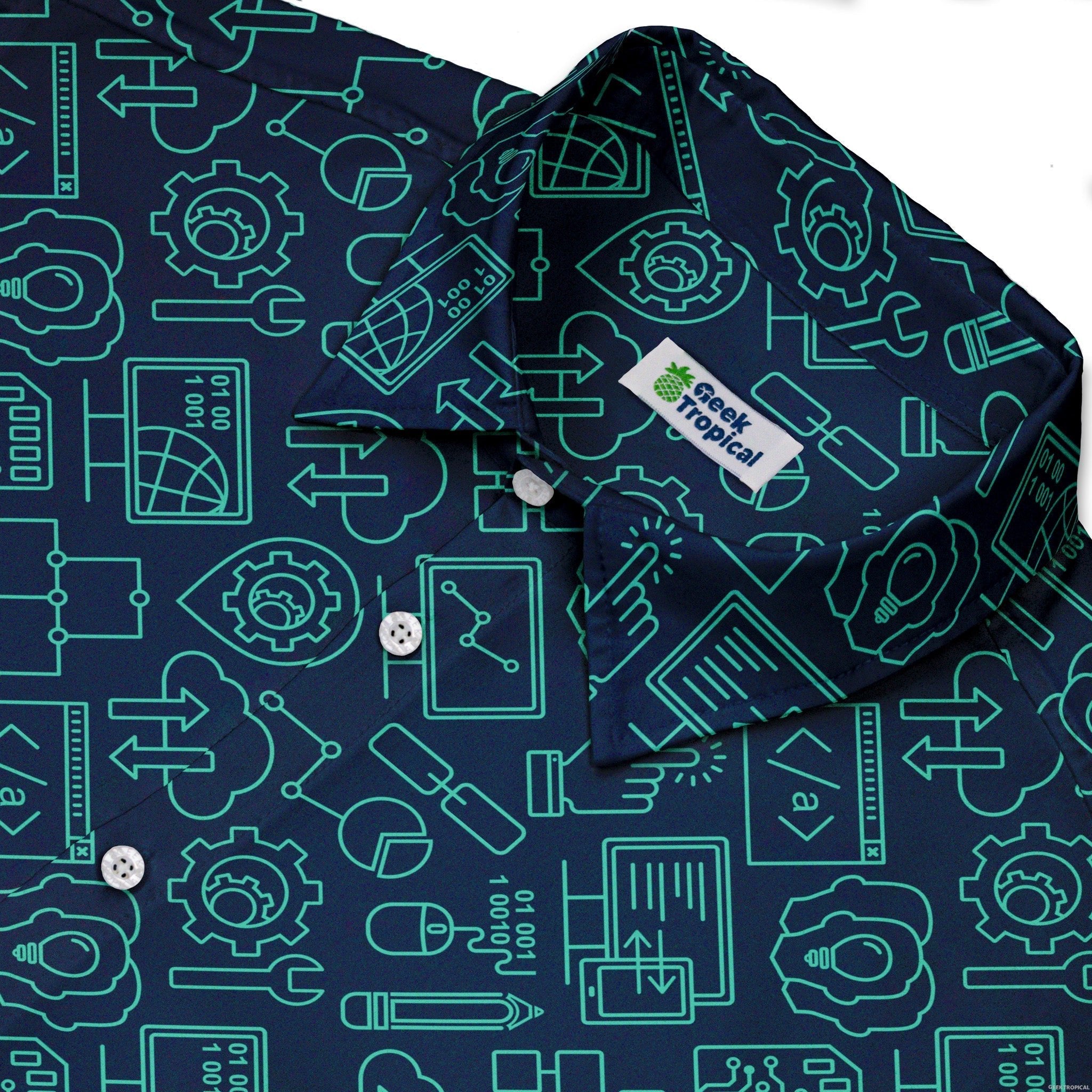 Computer Internet Technology Button Up Shirt - adult sizing - computer print -