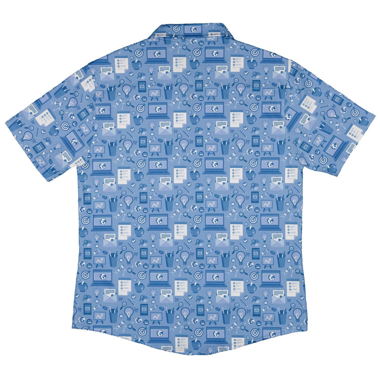 Computer Programmer Life Silver Blue Button Up Shirt - adult sizing - computer print -