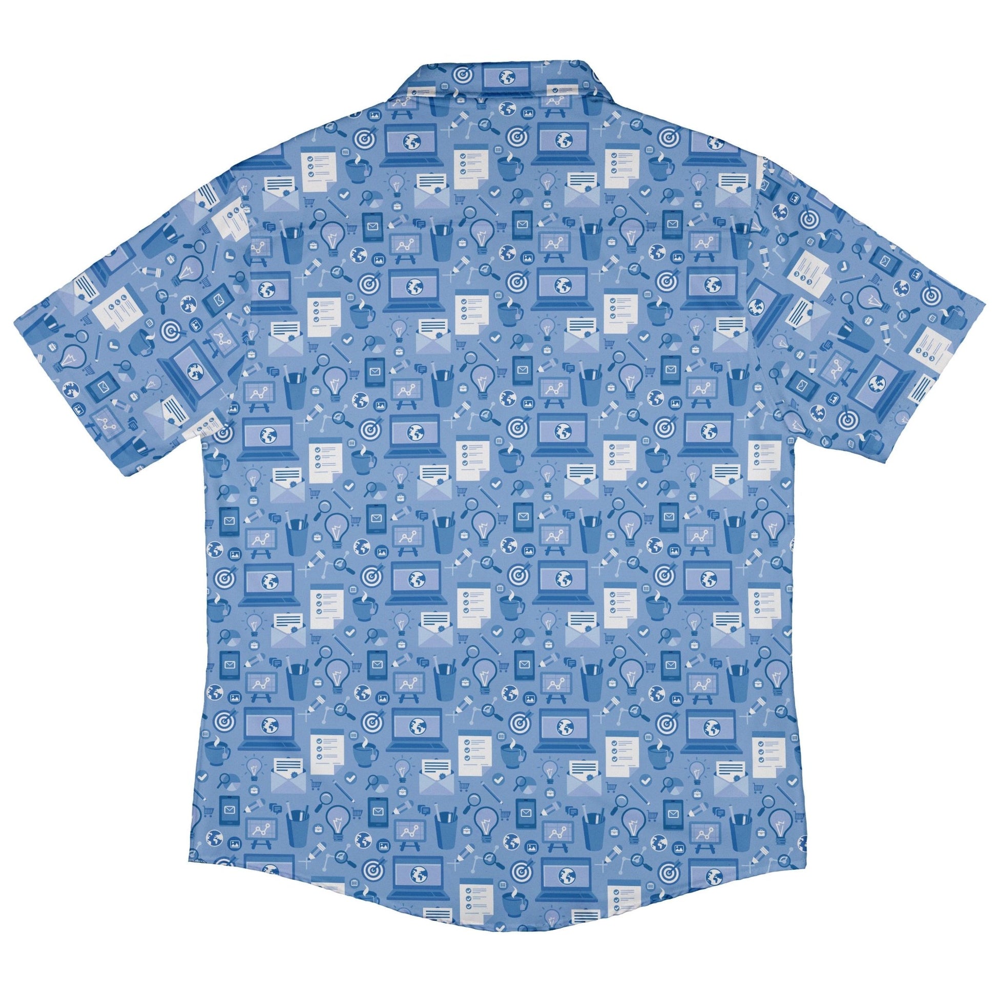 Computer Programmer Life Silver Blue Button Up Shirt - adult sizing - computer print -