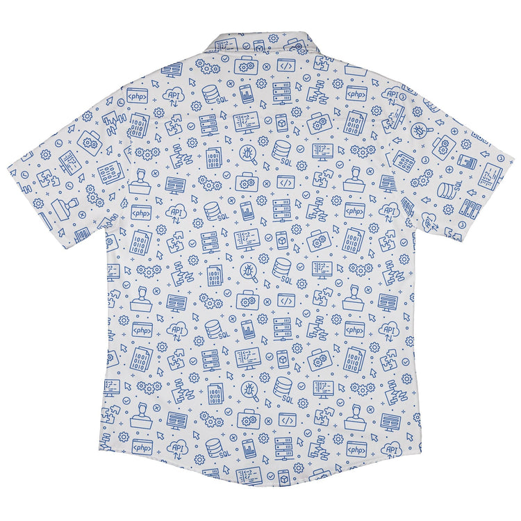 Computer Software Engineer White Button Up Shirt - adult sizing - computer print - Simple Patterns