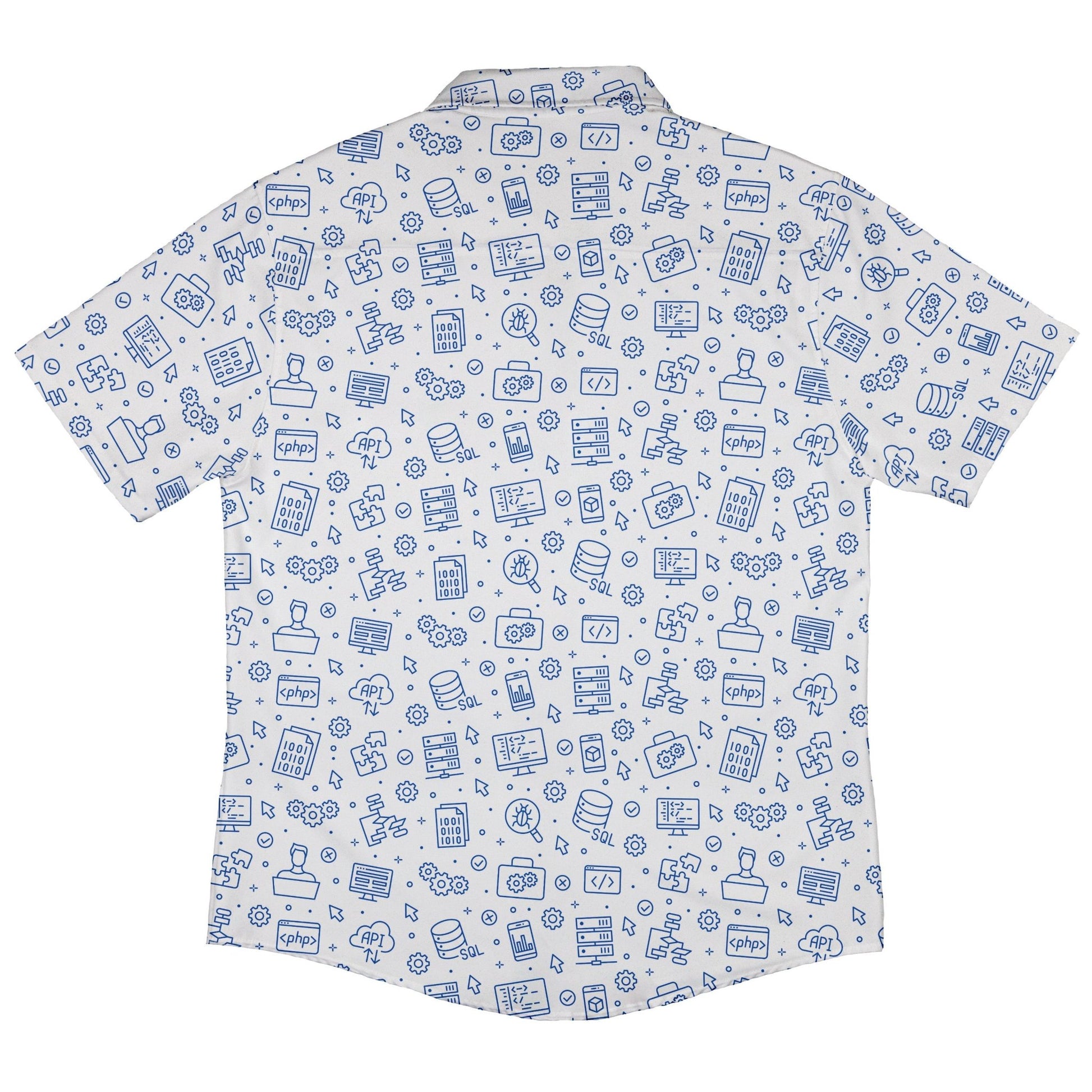 Computer Software Engineer White Button Up Shirt - adult sizing - computer print - Simple Patterns