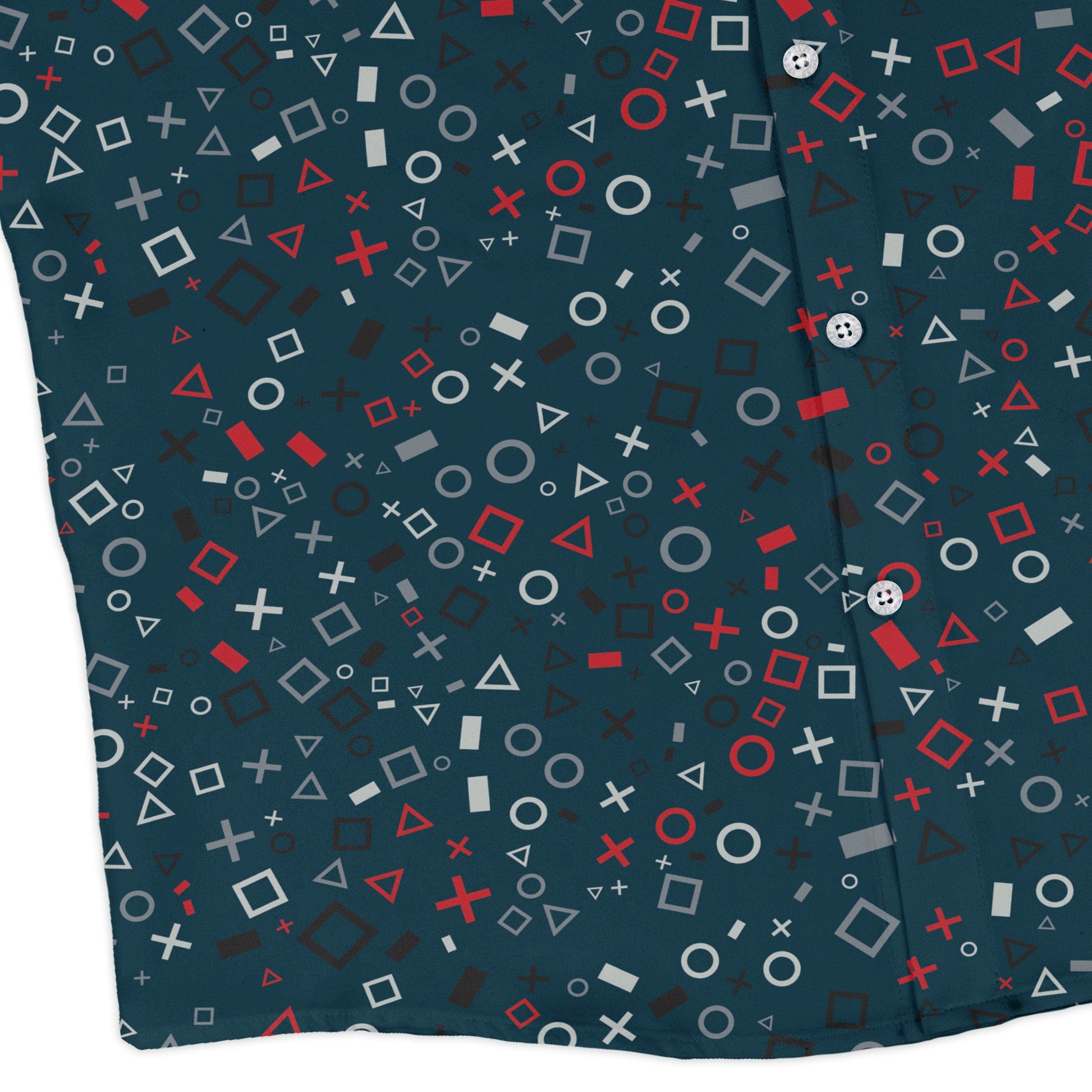 Controller Gamepad Icons Teal Video Game Long Sleeve Button Up Shirt Geek Nerd adult sizing FLOW DESC WRITING Simple Patterns