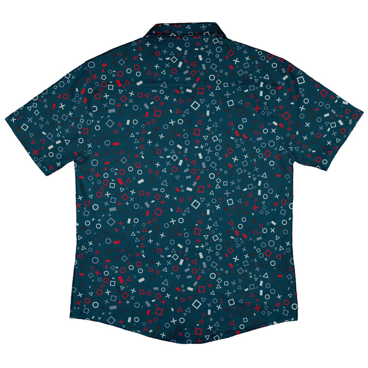 Controller Gamepad Icons Teal Video Game Button Up Shirt - adult sizing - Simple Patterns - video game arcade print