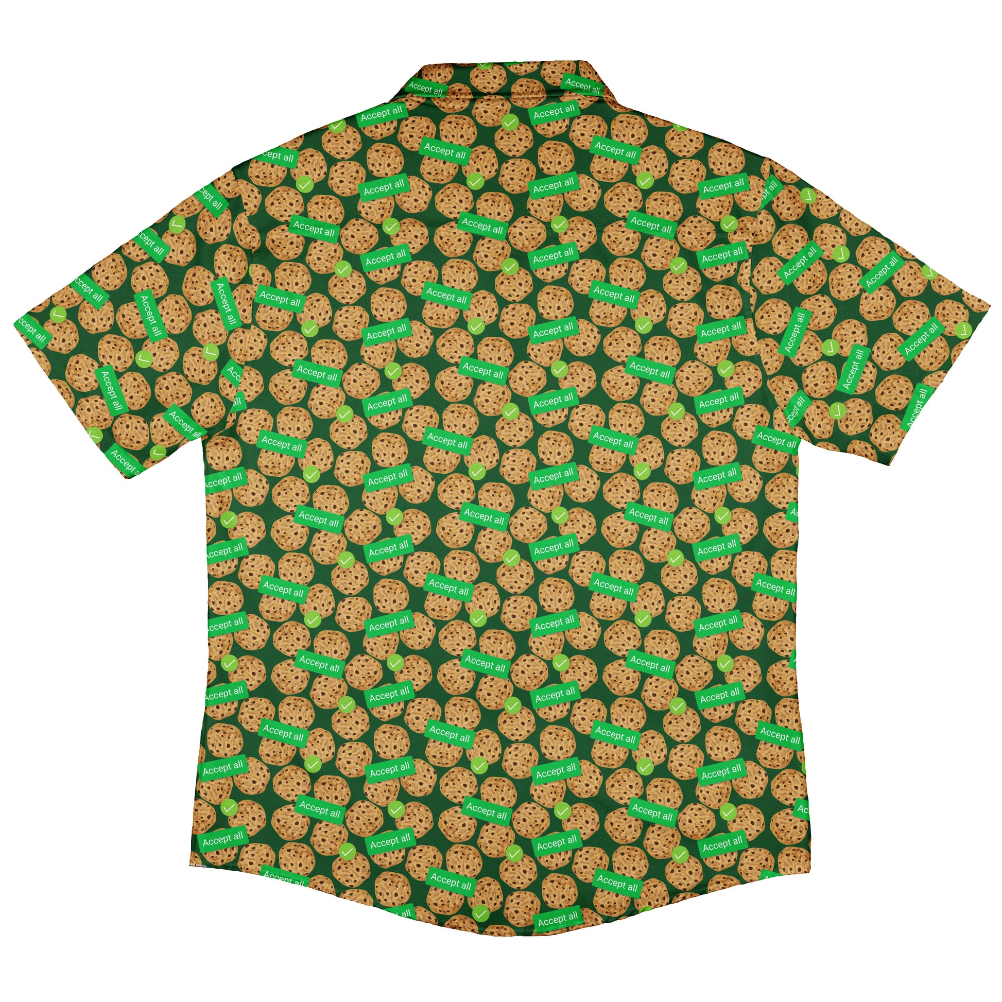 Cookie Policy Green Button Up Shirt Back