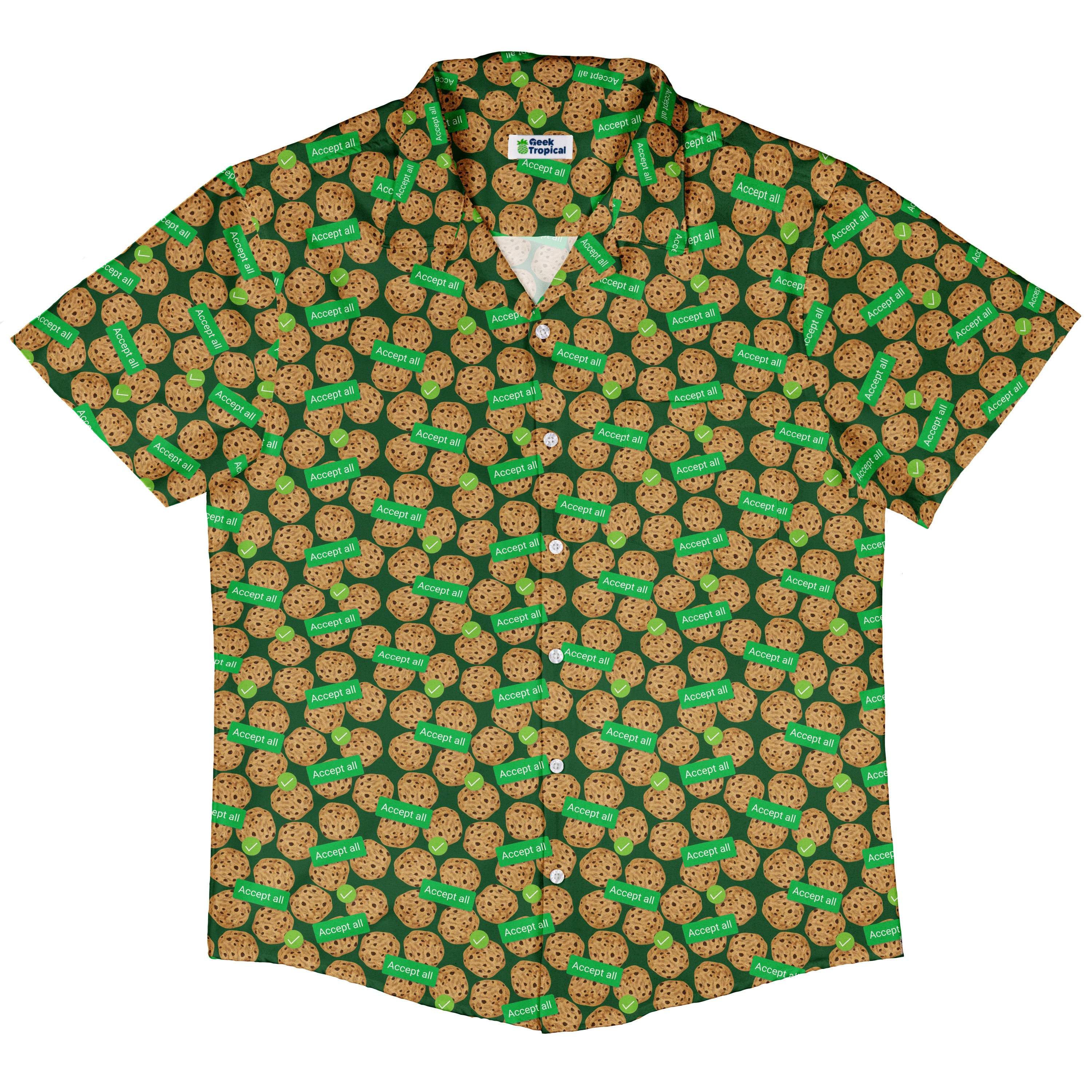 Cookie Policy Green Button Up Shirt Hawaiian Front