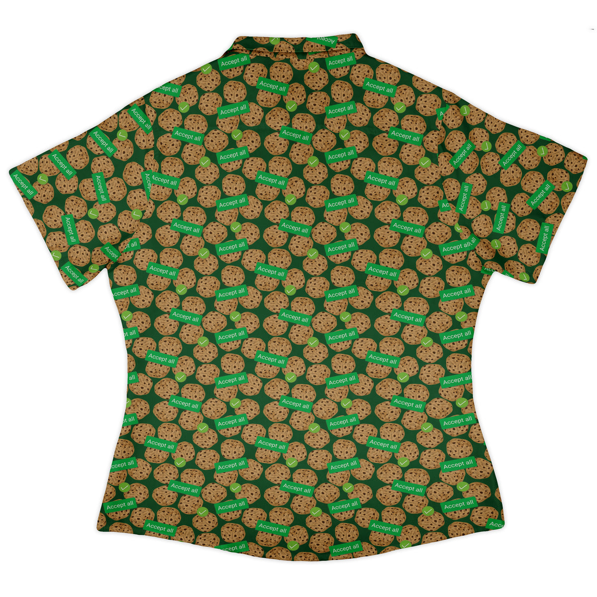 Cookie Policy Green Curvy Button Up Shirt Old Curvy Button Up Shirt womens back