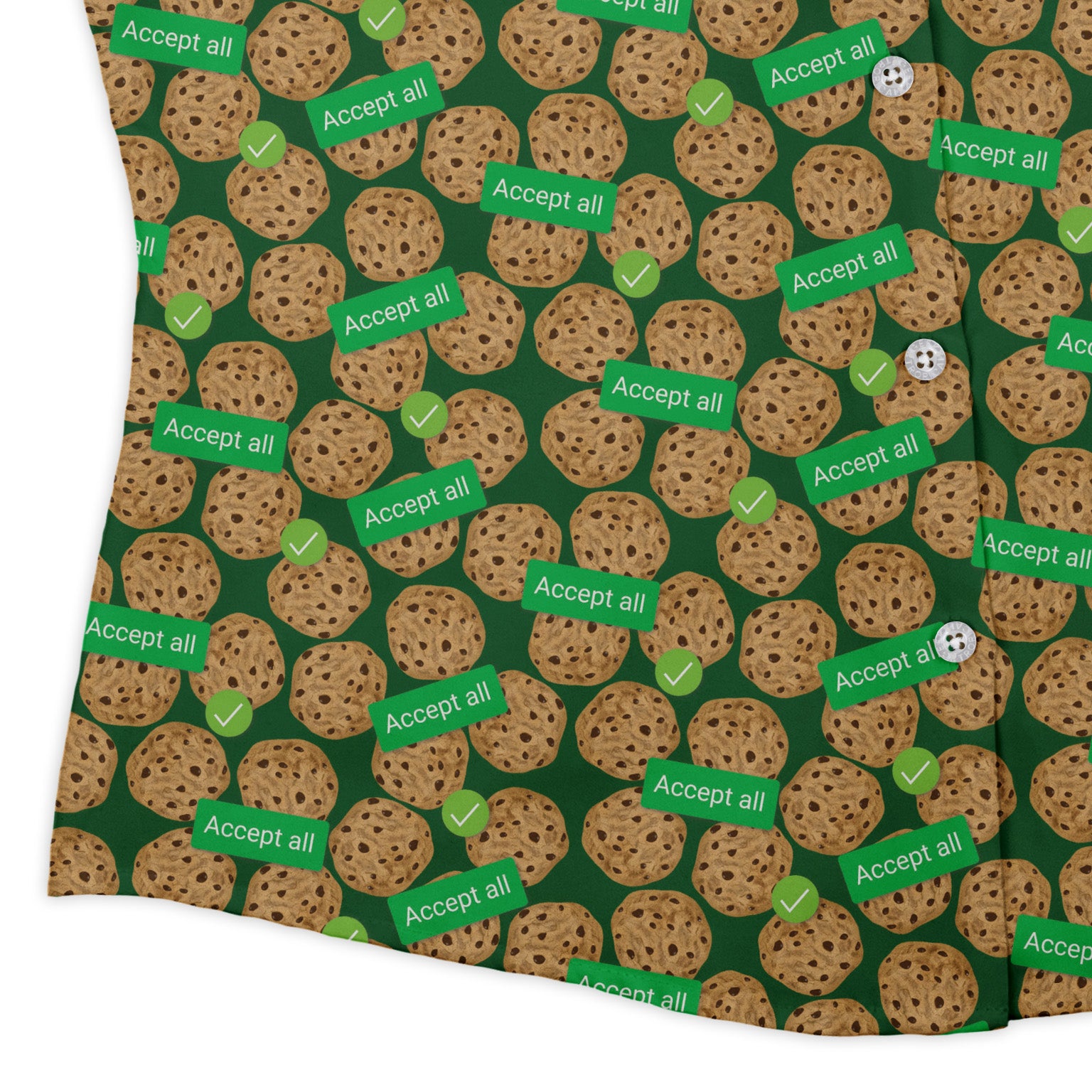 Cookie Policy Green Curvy Button Up Shirt Old Curvy Button Up Shirt womens corner