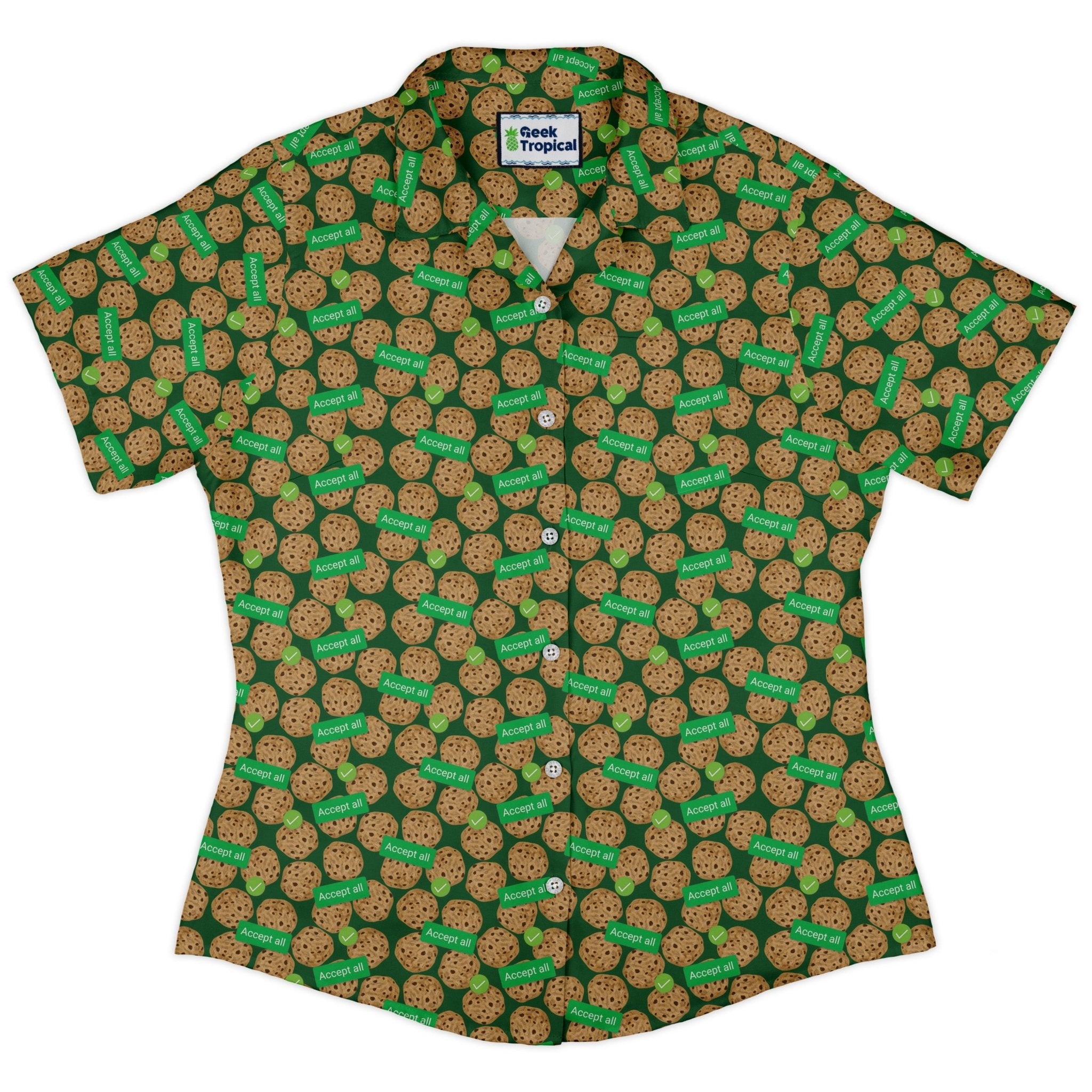 Cookie Policy Green Curvy Button Up Shirt 2