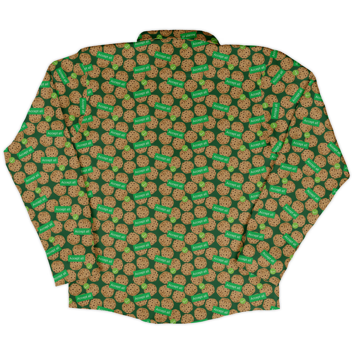 Cookie Policy Green Long Sleeve Button Up Shirt back