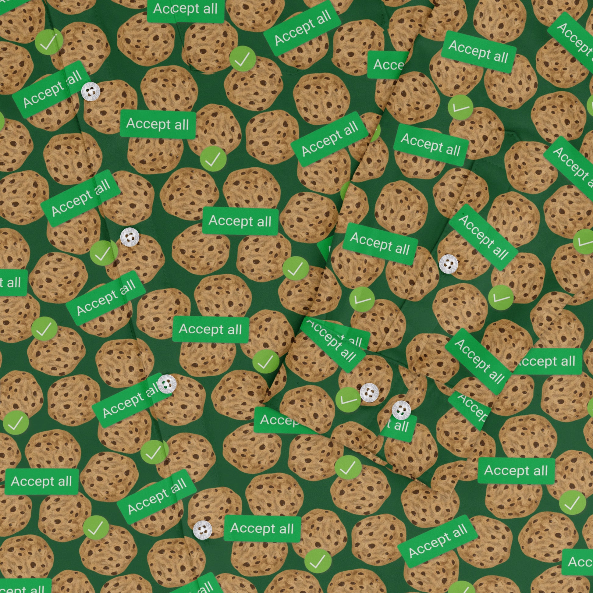 Cookie Policy Green Long Sleeve Button Up Shirt sleeve close