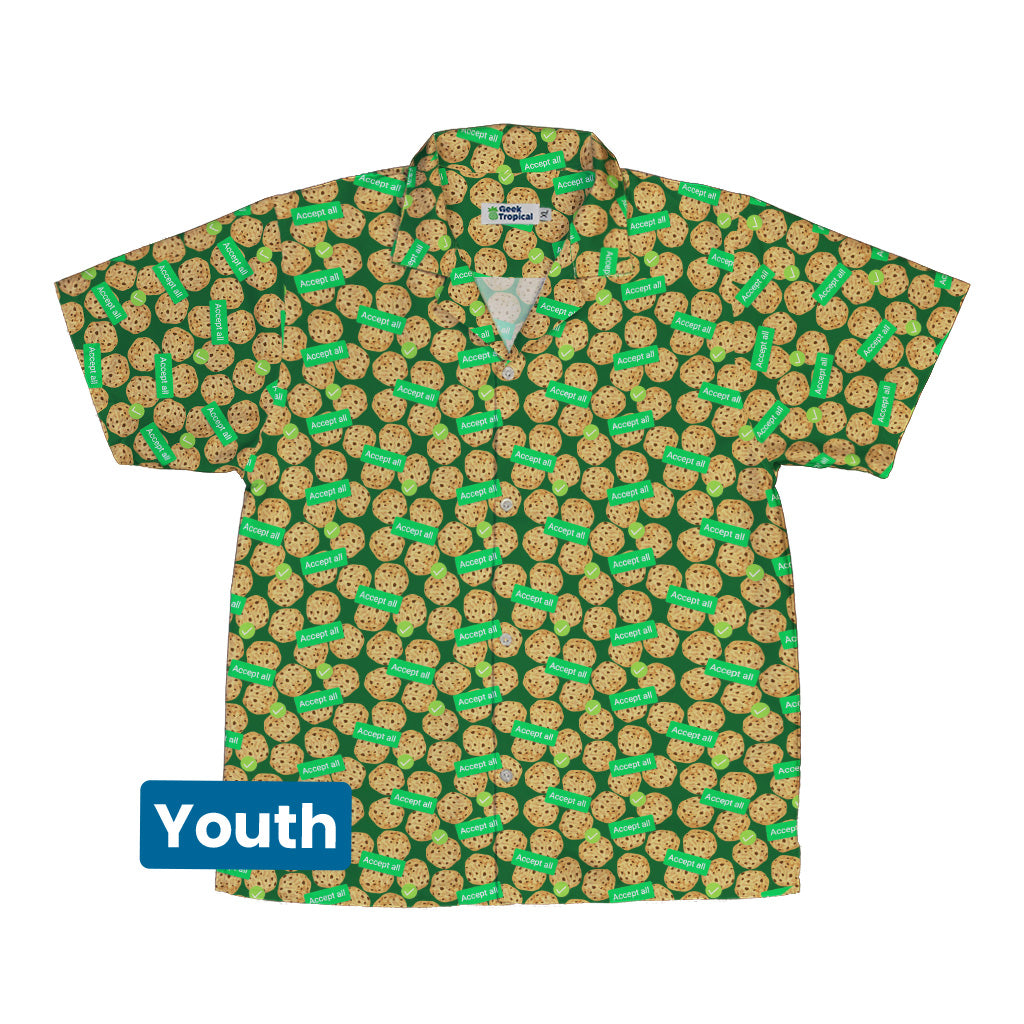 Cookie Policy Green Youth Hawaiian Shirt Front