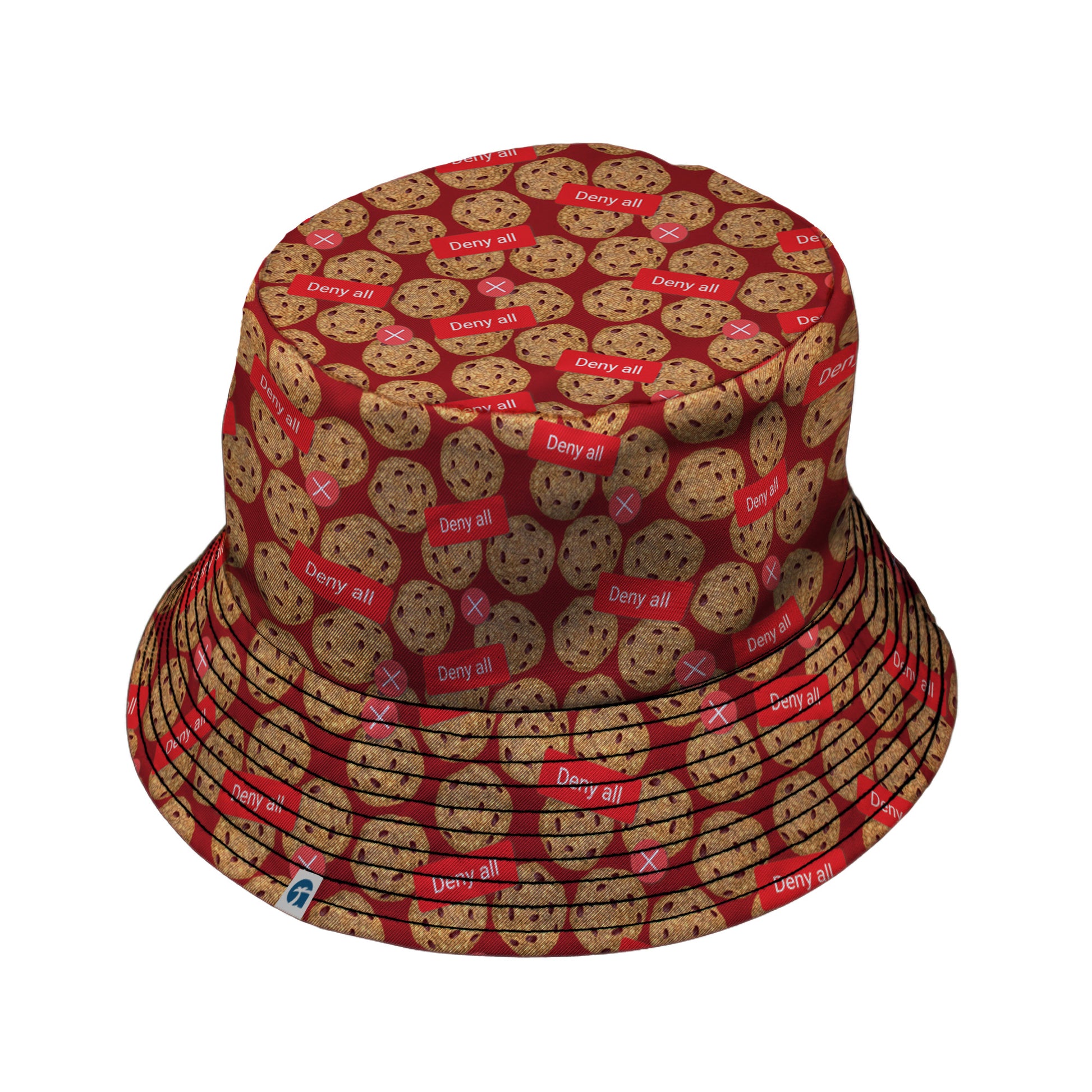 Cookie Policy Red Bucket Hat Black Stitching