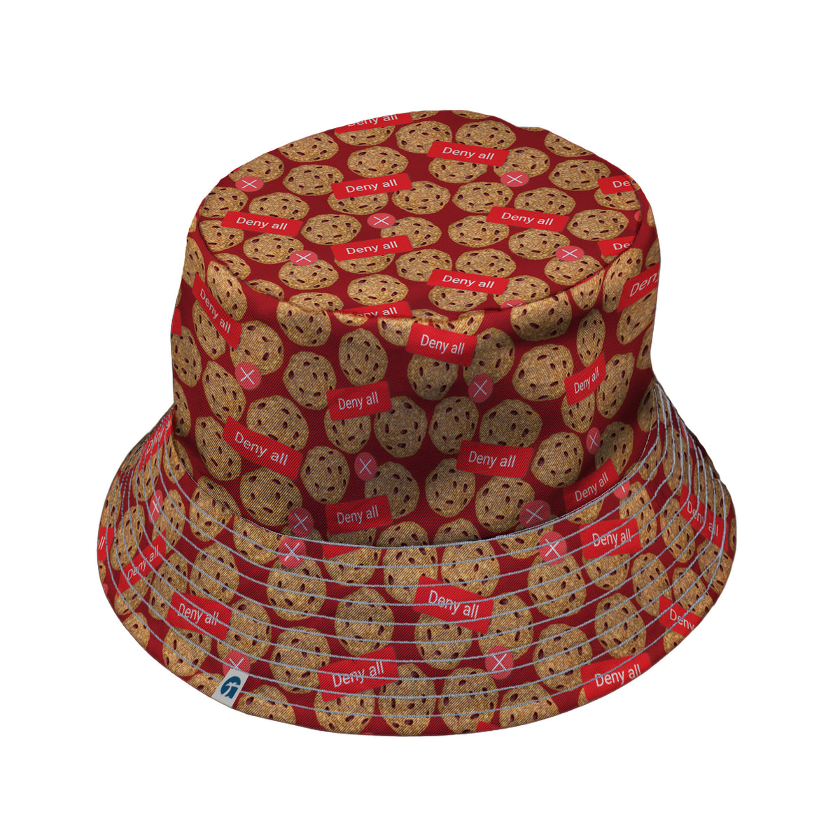 Cookie Policy Red Bucket Hat Gray Stitching