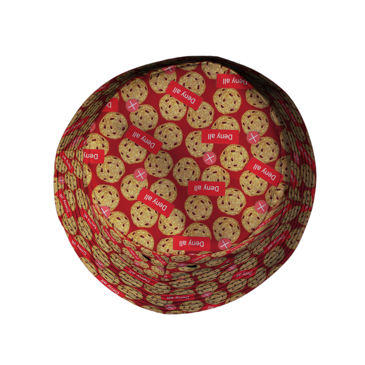 Cookie Policy Red Bucket Hat Top View