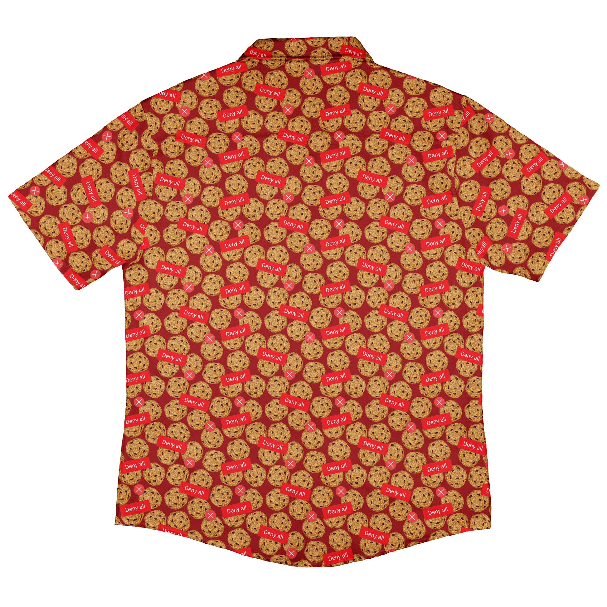 Cookie Policy Red Button Up Shirt Back