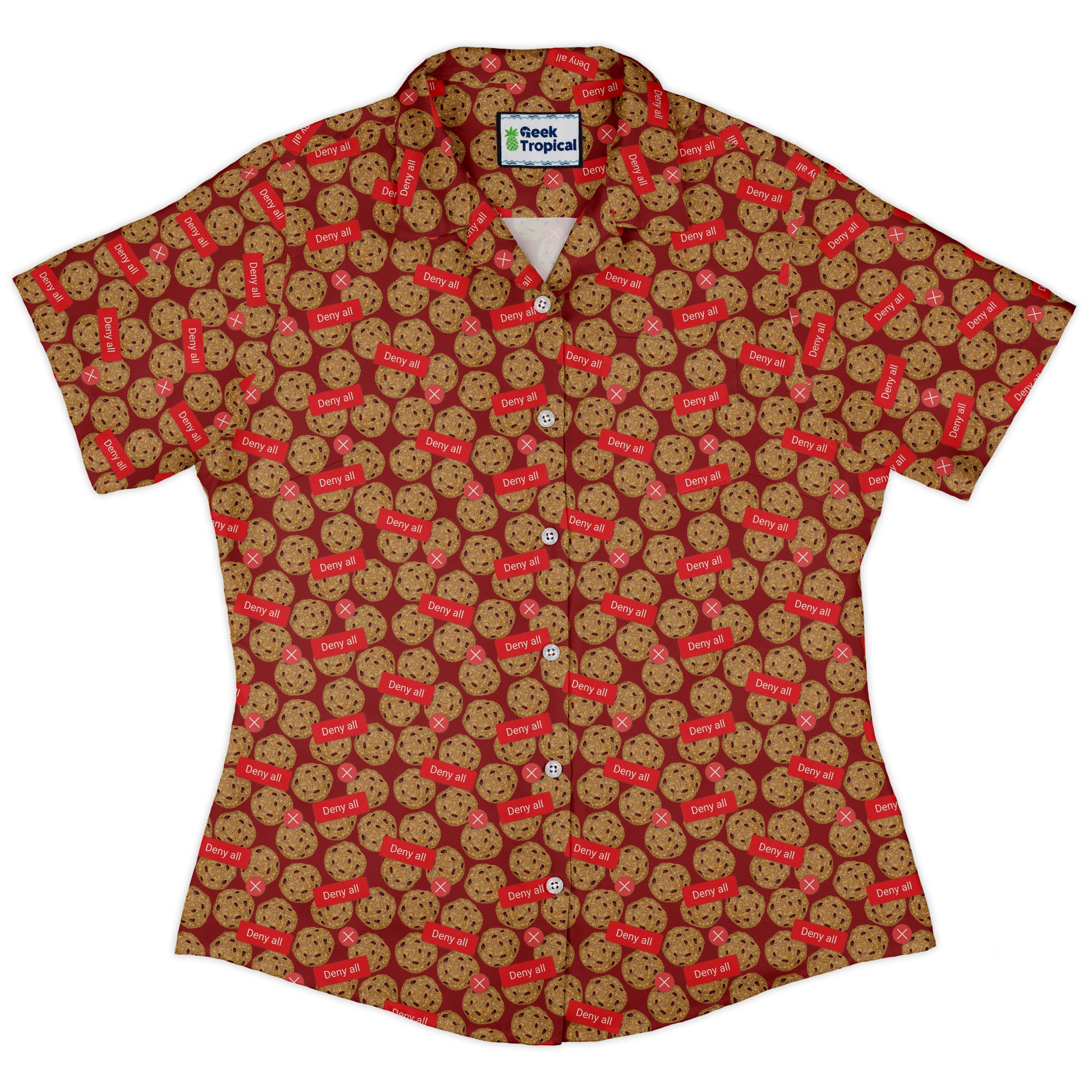 Cookie Policy Red Curvy Button Up Shirt Old Curvy Button Up Shirt womens front