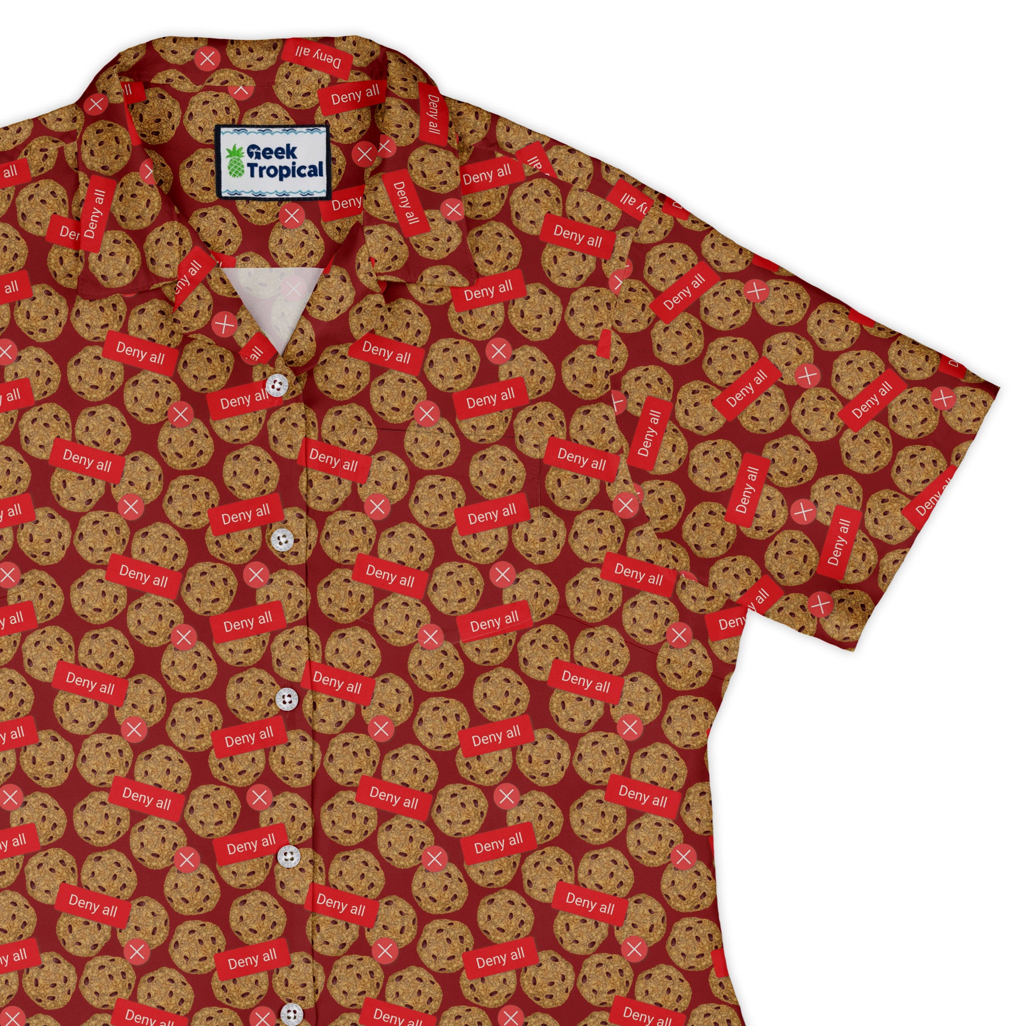 Cookie Policy Red Curvy Button Up Shirt Old Curvy Button Up Shirt womens top right