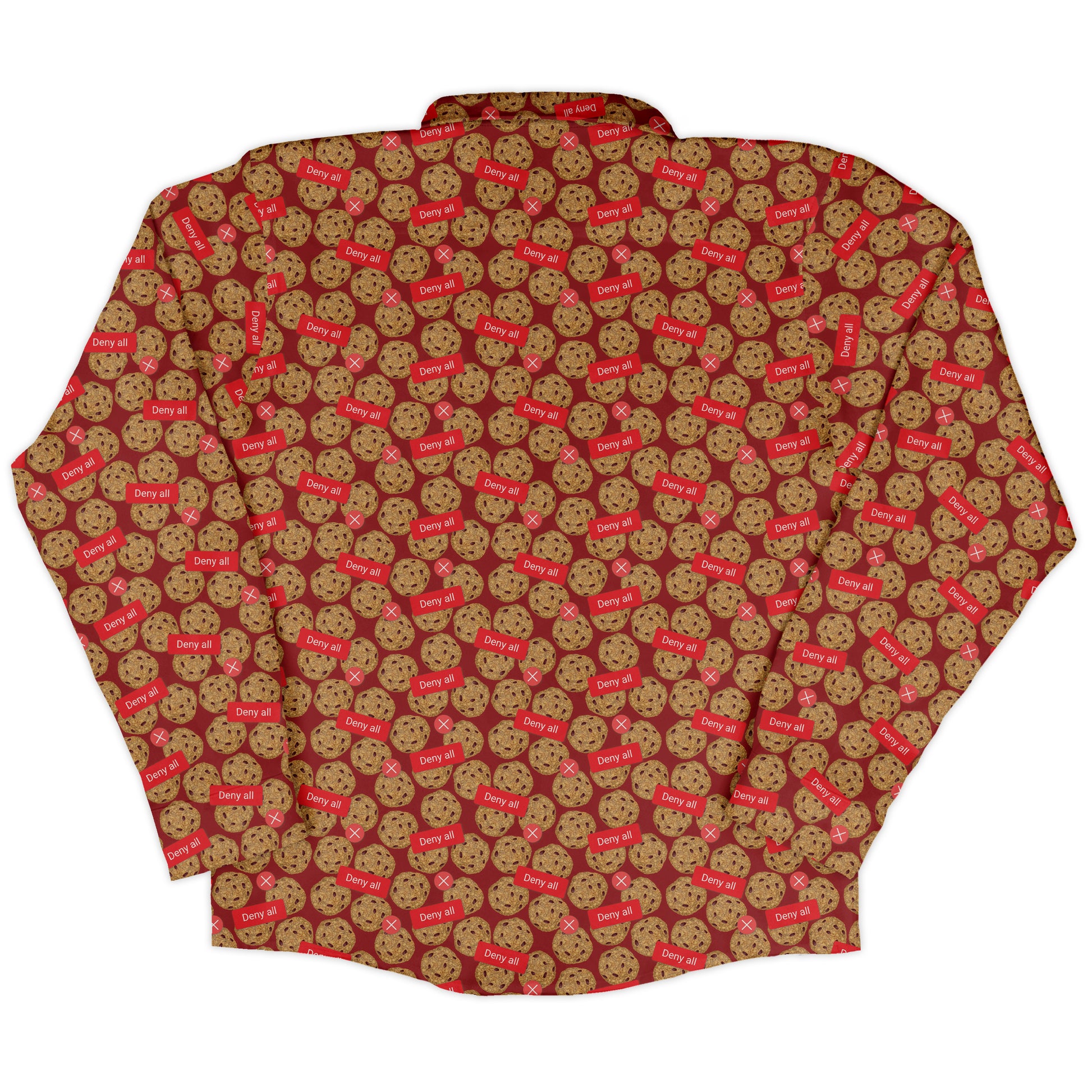 Cookie Policy Red Long Sleeve Button Up Shirt back