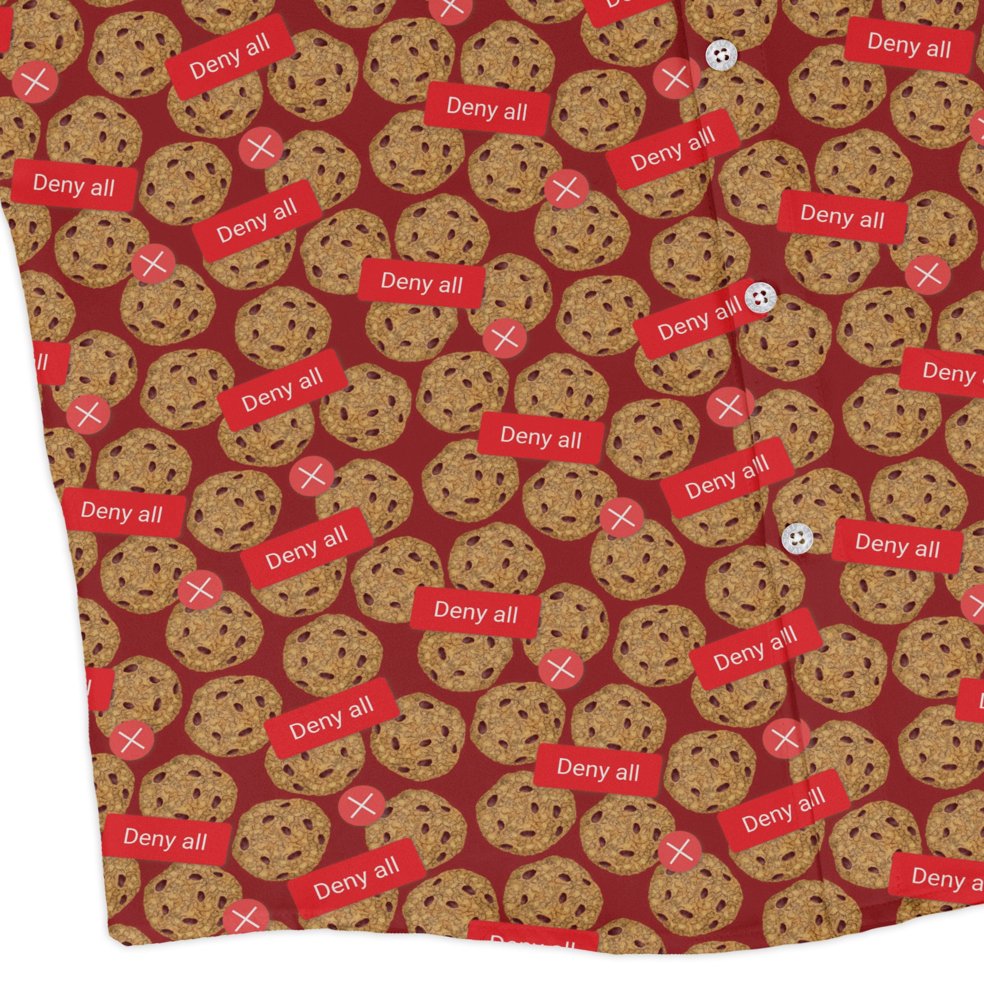 Cookie Policy Red Long Sleeve Button Up Shirt corner