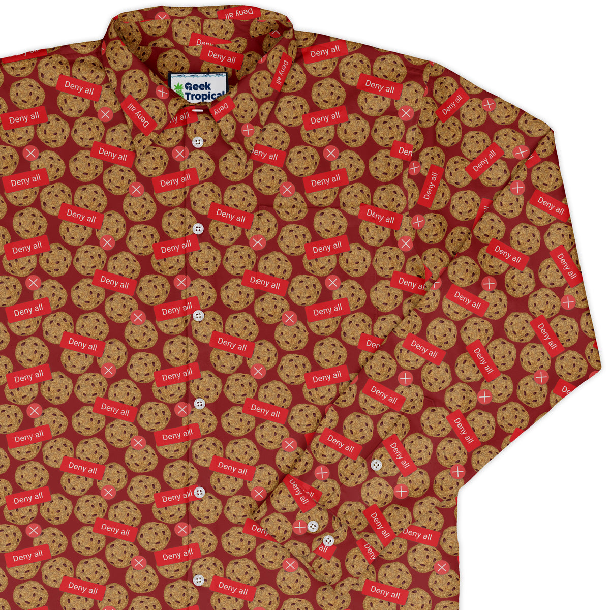 Cookie Policy Red Long Sleeve Button Up Shirt cover