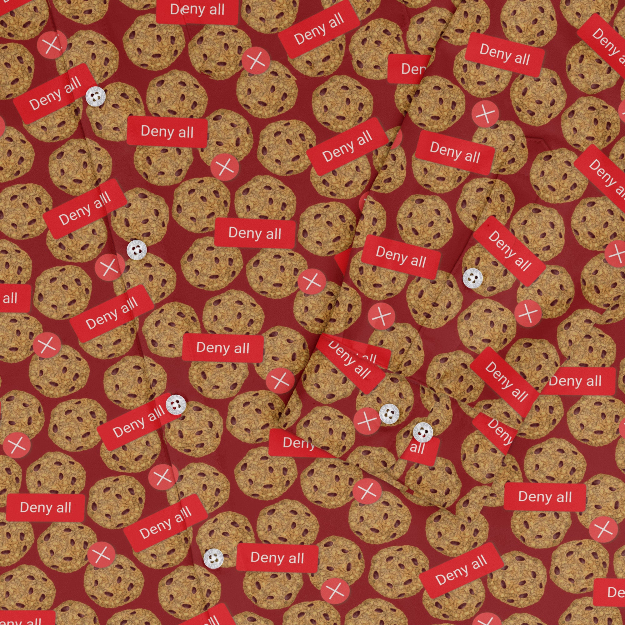 Cookie Policy Red Long Sleeve Button Up Shirt 2