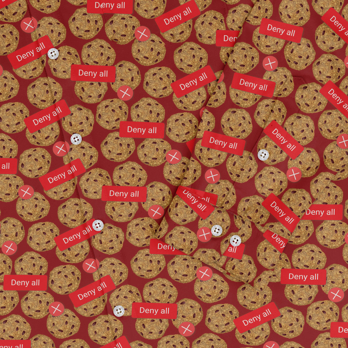 Cookie Policy Red Long Sleeve Button Up Shirt sleeve close